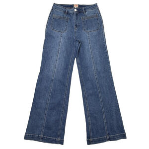 GB Jeans Juniors 13 Blue Wide Leg High Rise Relaxed Stretch Denim Medium Wash